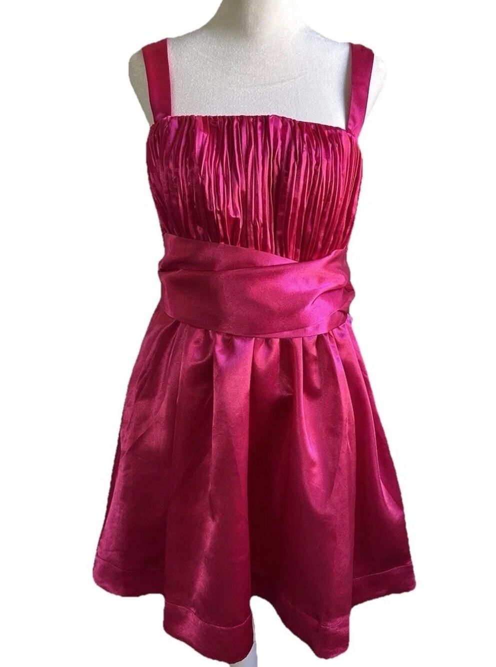Maeve Anthropologie Pink Bow Satin Mini Dress Womens 8 Party Cocktail NWT